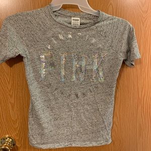 Pink brand gray sequin top